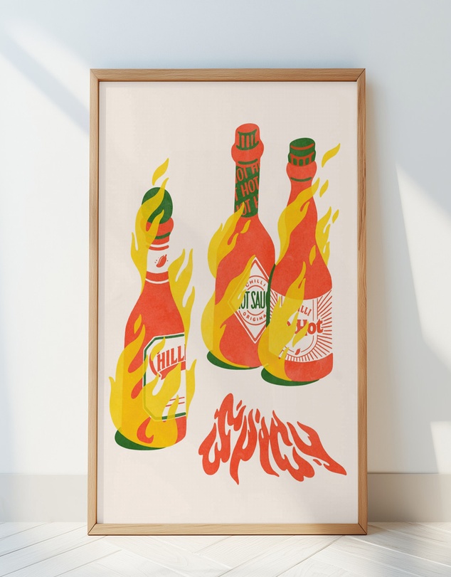Olive et Oriel - Spicy Hot Sauces by Arte Koola Art Print