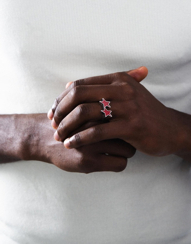 TwoJeys - Icon Red Enameled Single Ring