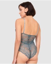 Oh!Zuza - V Neck Sheer Floral Lace Bodysuit