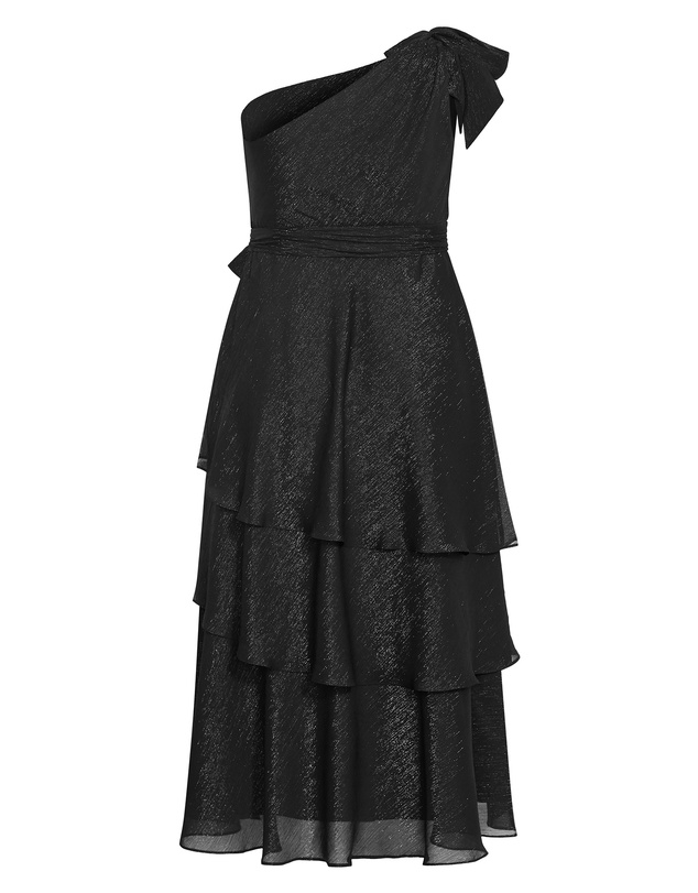 City Chic - Plus size Enchant One Shoulder Maxi Dress - black