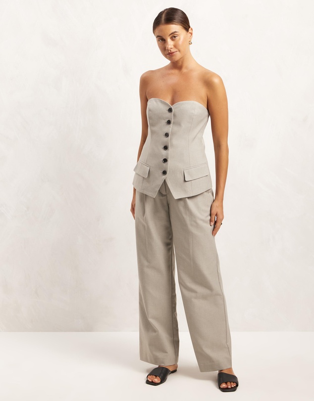 AERE - Button Up Strapless Top