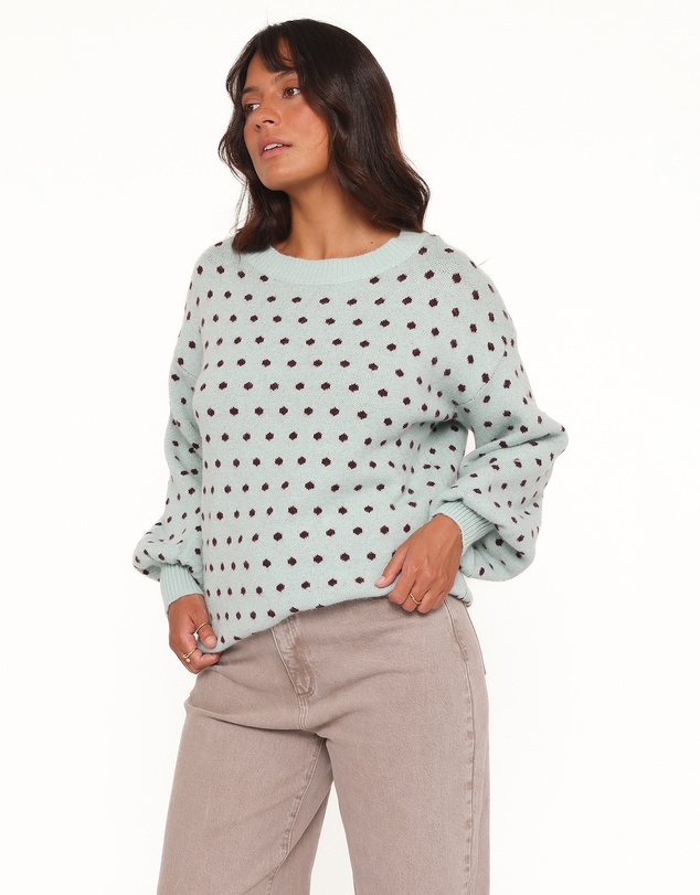 Petal & Pup - Jax Knit Sweater - Blue Polka Dot