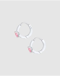 Elli Jewelry - Earrings Kids Creoles heart with zirconia crystal in 925 sterling silver