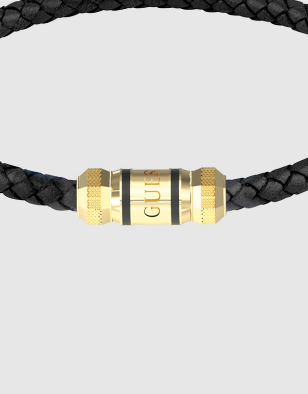 GUESS - Gold-Tone Hexagon Leather Bracelet