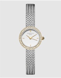 Rosefield - Mini Small Edit Crystal Duotone Woven Mesh Watch