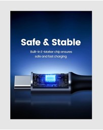 Ugreen - UGREEN 90 Degree Angle USB-C Male to USB-C Male 100W Braided Cable 1m