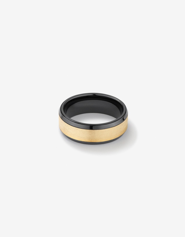 Michael Hill - Gold Inlay Black Titanium Wedding Ring in 10kt Yellow Gold