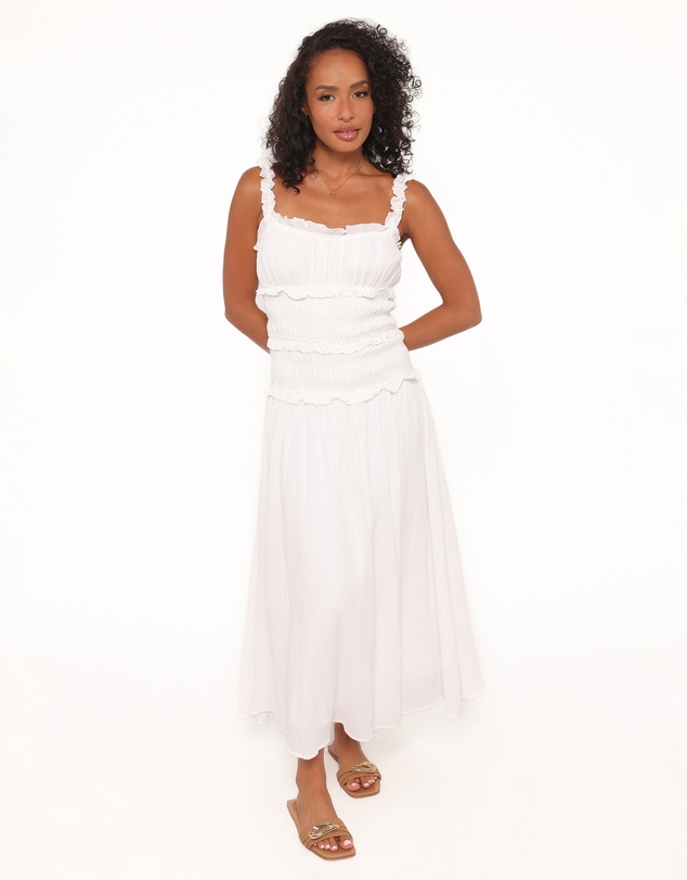 Petal & Pup - Enola Gather Midi Dress - White