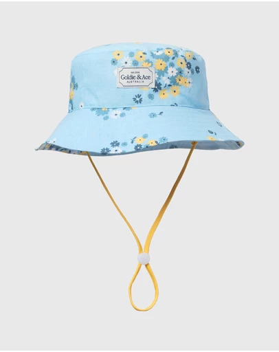 Goldie + Ace - Cotton Rayon Blue Bucket Hat - ICONIC EXCLUSIVE - Babies-Teens