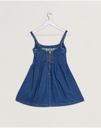 Revibe - Repaired Reformation Violet Denim Mini Dress - AU 4