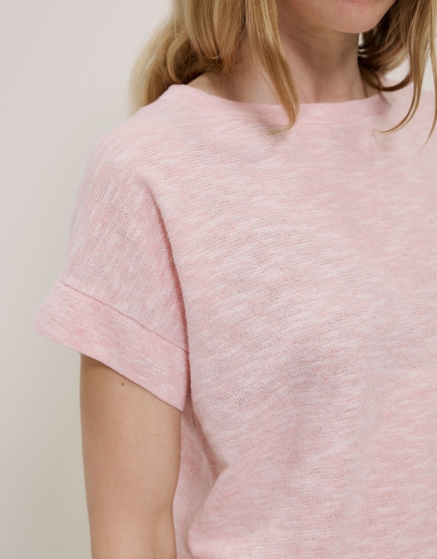 Trenery - Linen Cotton Relaxed Knit T-shirt in Blossom Pink