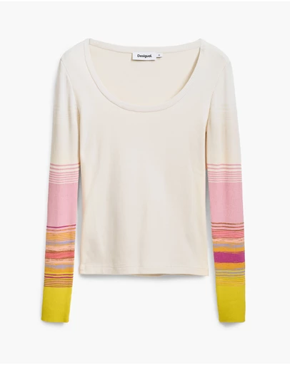 Desigual - T-shirt with printed sleeves