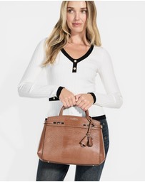 GUESS - Brown Melinda Triple Compartment Satchel Bag