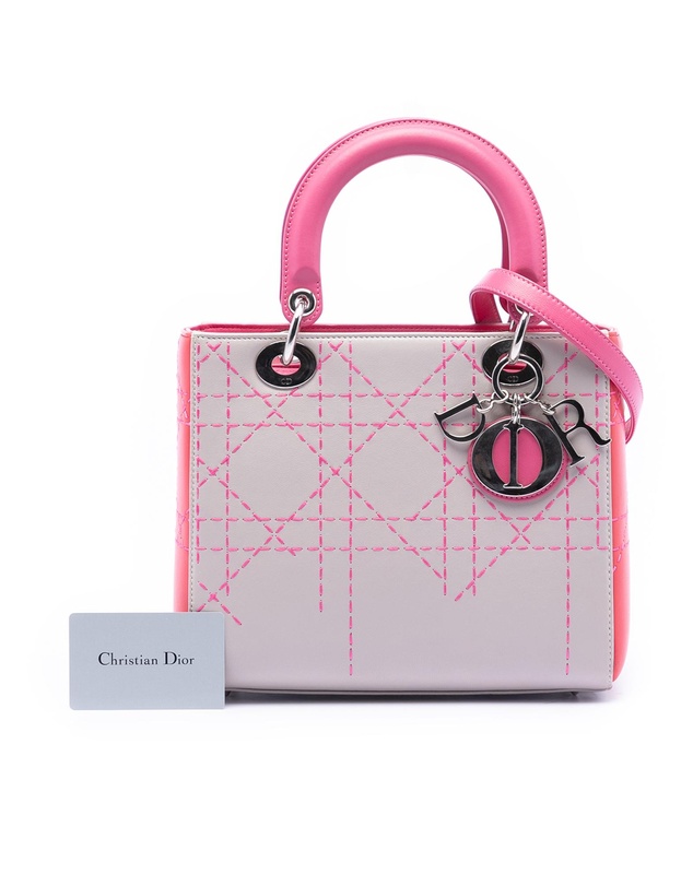 Pre-Loved by Azura Reborn - Pre-Loved Medium Tricolor Lambskin Macrocannage Stitched Lady Dior