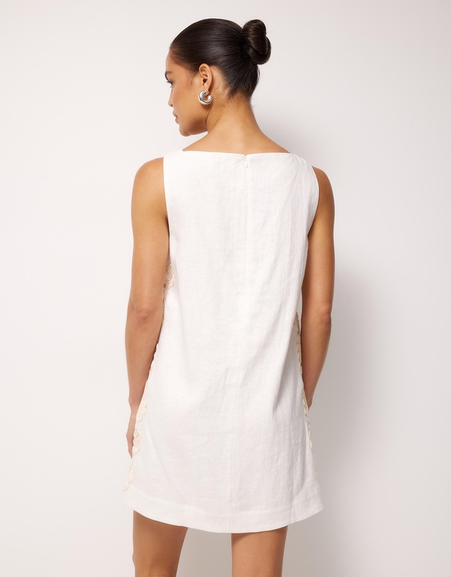 AERE - Quinn Embroidered Linen Mini Dress