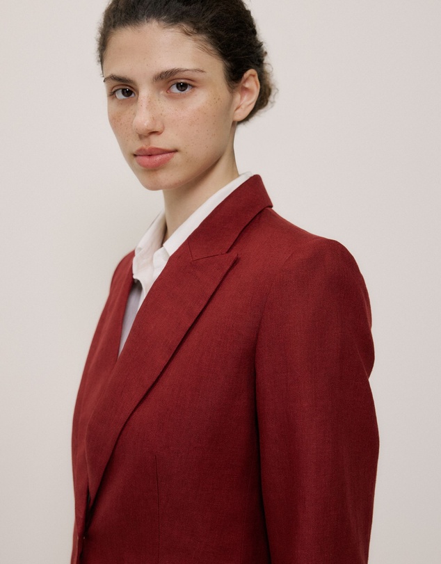Trenery - Linen Twill Single Breasted Blazer in Russet