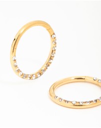 Lovisa - Gold Plated Surgical Steel Diamante Pave Hoop Earrings