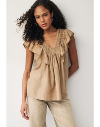 NEXT - Sleeveless Ruffle V-Neck Top