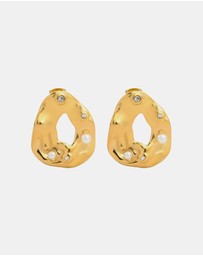 Zoe Olivia - Waterproof Opaline Hammered Stud Earrings