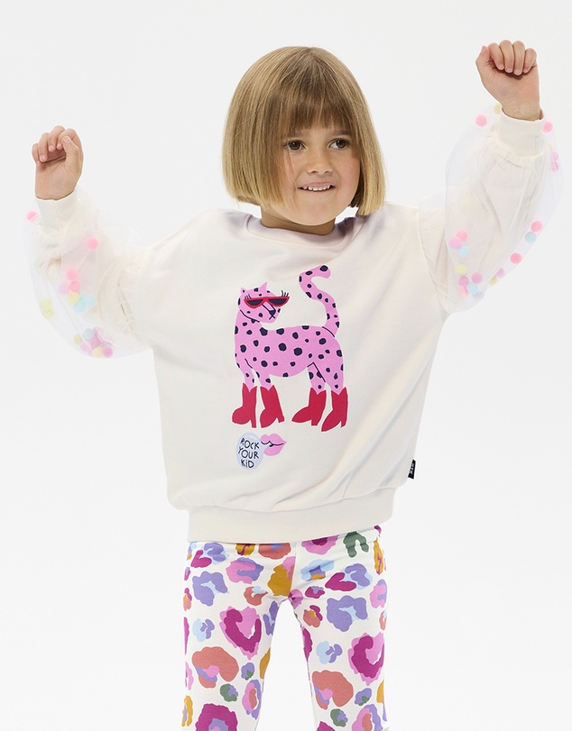 Rock Your Kid - Leopard Pom Pom Sweatshirt