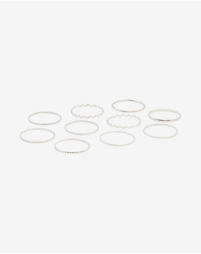 Lovisa - Silver Rope & Textured Bangles 10-Pack
