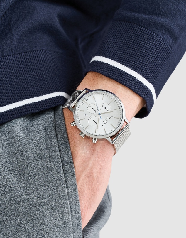 Ted Baker - Haarvin 44mm Silver-Tone Mesh Bracelet Watch