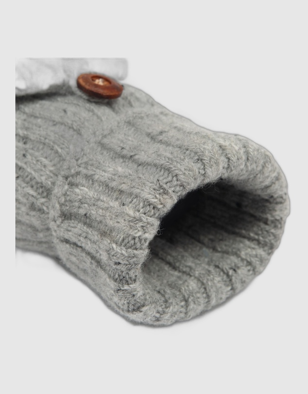 DENTS - Ribbed Knit Fingerless Gloves with Mitten Flap