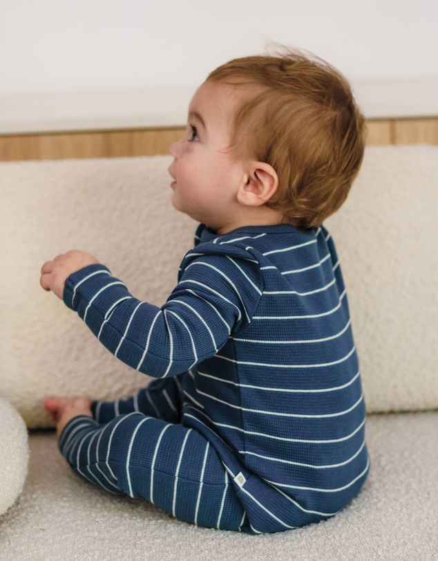 Kynd Baby - Organic Cotton Waffle in Navy Stripe