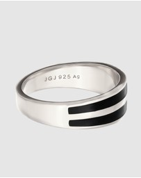 Kuzzoi - ICONIC EXCLUSIVE - Ring Men Enamel Sleek Design 925 Sterling Silver