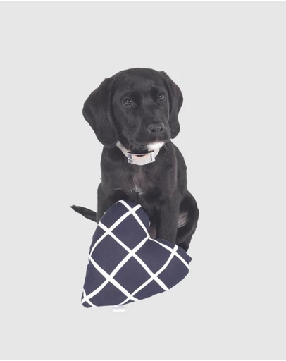 Mog & Bone - Heart Shaped Soft Toy - Navy Check Print