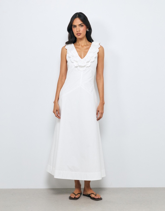 AERE - Evolet Cotton Frill Maxi Dress