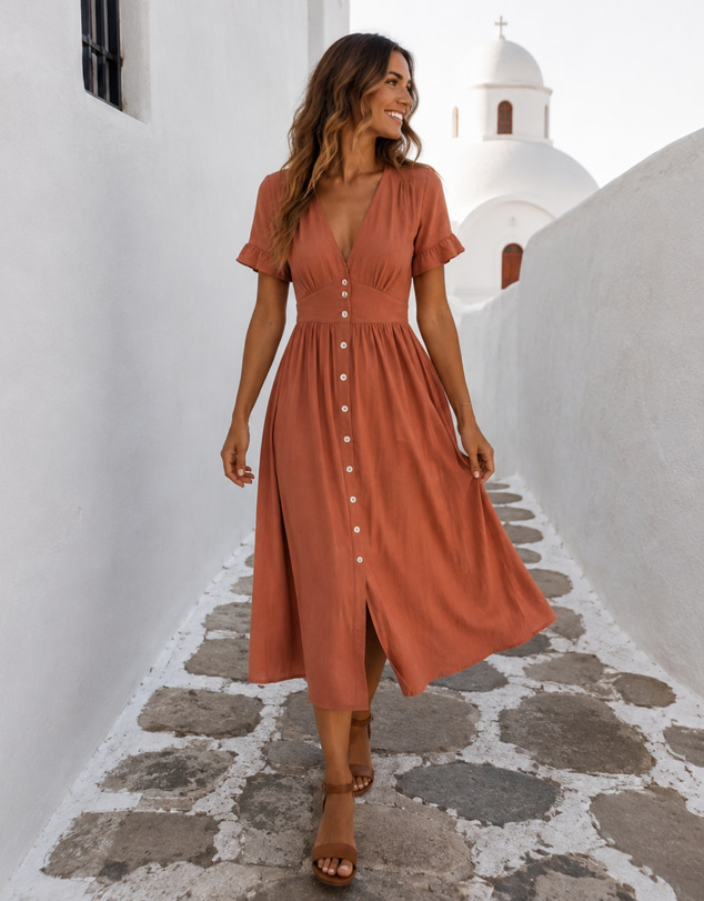 Esther & Co - Korbela Dress - Rust