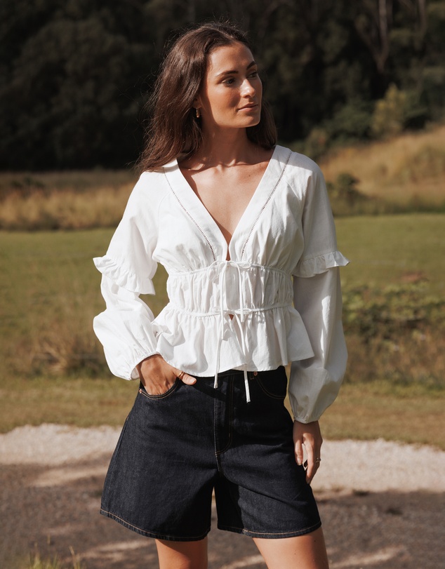 Petal & Pup - Jewel Tie Top - White