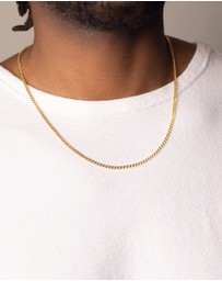 Nialaya Jewellery - Men's Gold Cuban Link Chain in 3mm
