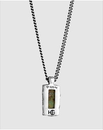 Haze & Glory - ICONIC EXCLUSIVE - Necklace Men Bold Bar African Turquoise 925 Sterling Silver