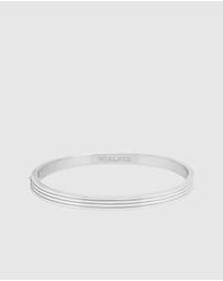 Nialaya Jewellery - Men's Silver Gentleman Bangle