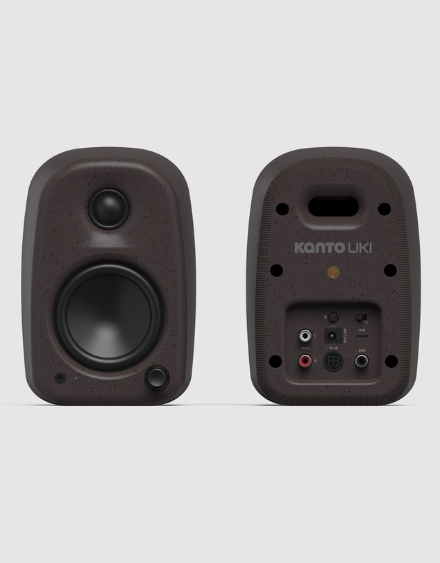 iWorld - Kanto UKI 100W Desktop Speakers with Bluetooth, USB-C, Headphone out, Pumice (Speckled Brown), Pair