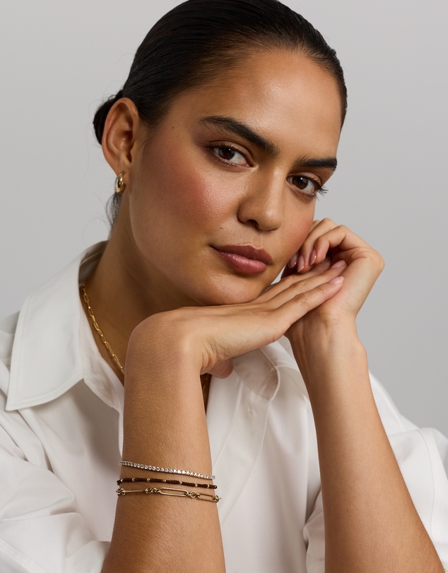Michael Hill - Brown Cord Bead Bracelet in 10kt Yellow Gold