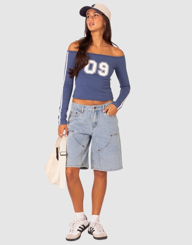 EDIKTED - Jacqui Low Rise Denim Bermuda Shorts