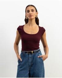 Atmos&Here - Scoop Neck Ribbed T-Shirt