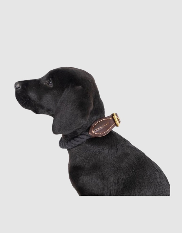 Mog & Bone - Rope & Leather Dog Collar- Black