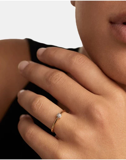 PDPAOLA - Diamonds and Gold Dona Solitary Ring