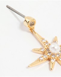 Lovisa - Gold Plated Diamante Pearl Star Drop Earrings