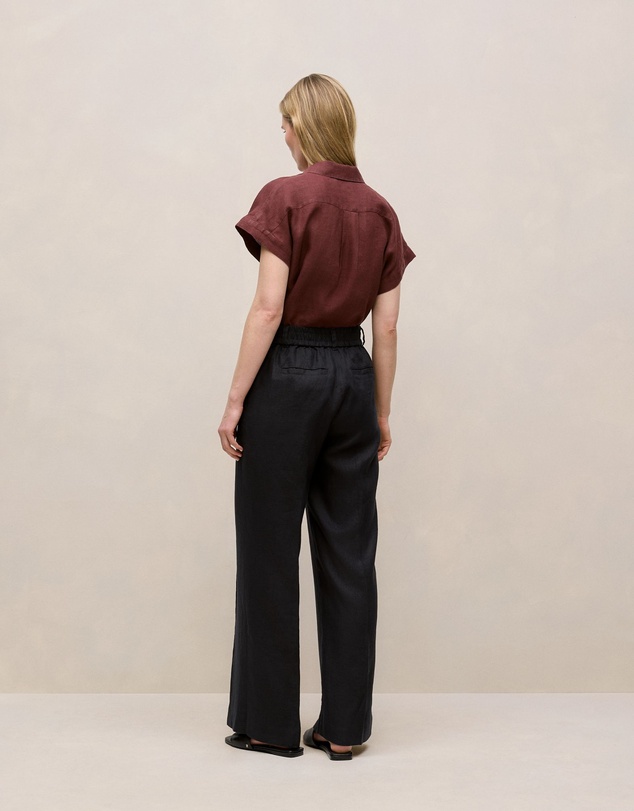 Trenery - Linen Pintucked Pant in Black