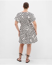 City Chic - Island Linear Print Mini Dress - Ivory