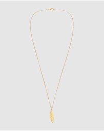 Kuzzoi - ICONIC EXCLUSIVE - Necklace Men Feather Pendant Casual Trend in 925 Sterling Silver Gold Plated