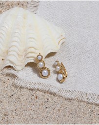 Elli Jewelry - Earrings Earclimber Baroque with Freshwater Pearls in 925 Sterling Silver Gold Plated