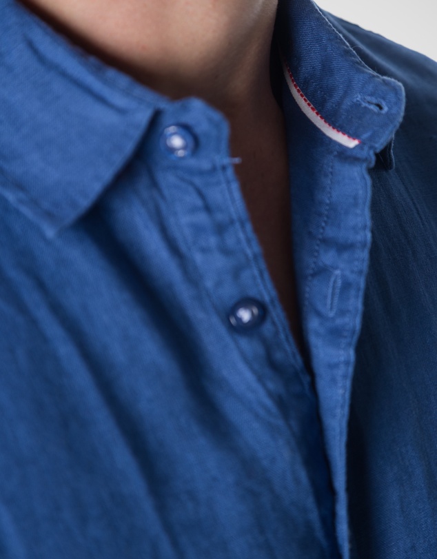 Coast Clothing - Long Sleeve Linen Shirt: Indigo Blue