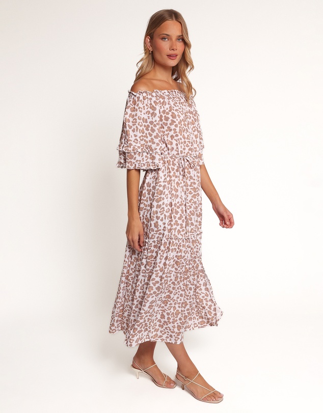 Petal & Pup - Rhody Off Shoulder Maxi Dress - White Leopard