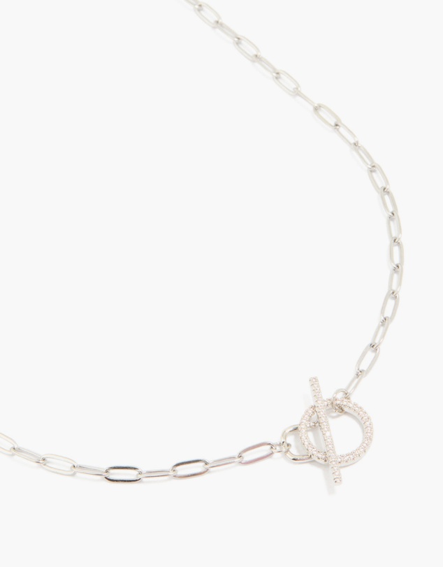 Lovisa - Waterproof Stainless Steel Cubic Zirconia T-Bar Necklace